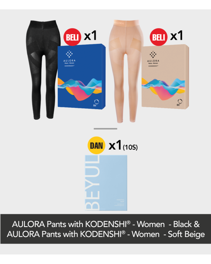 Buy 1x AULORA Pants with KODENSHI® - Women - Black + 1x AULORA Pants with KODENSHI® - Women - Soft Beige And 1x BEYUL Hydrating Mask (10s)
