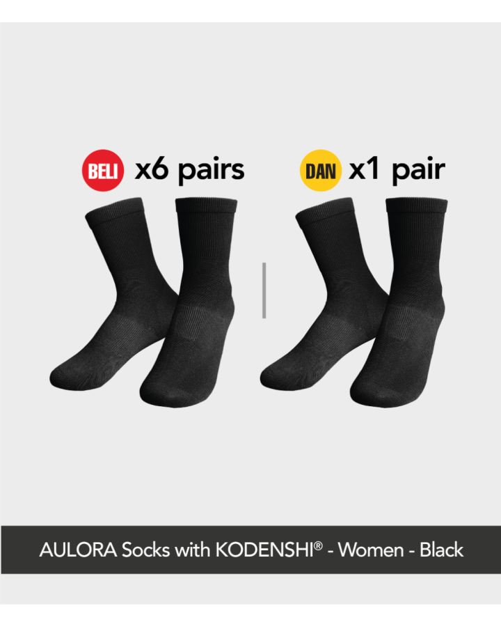 Buy 6x AULORA Socks with KODENSHI® - Women - Black And 1x AULORA Socks with KODENSHI® - Women - Black