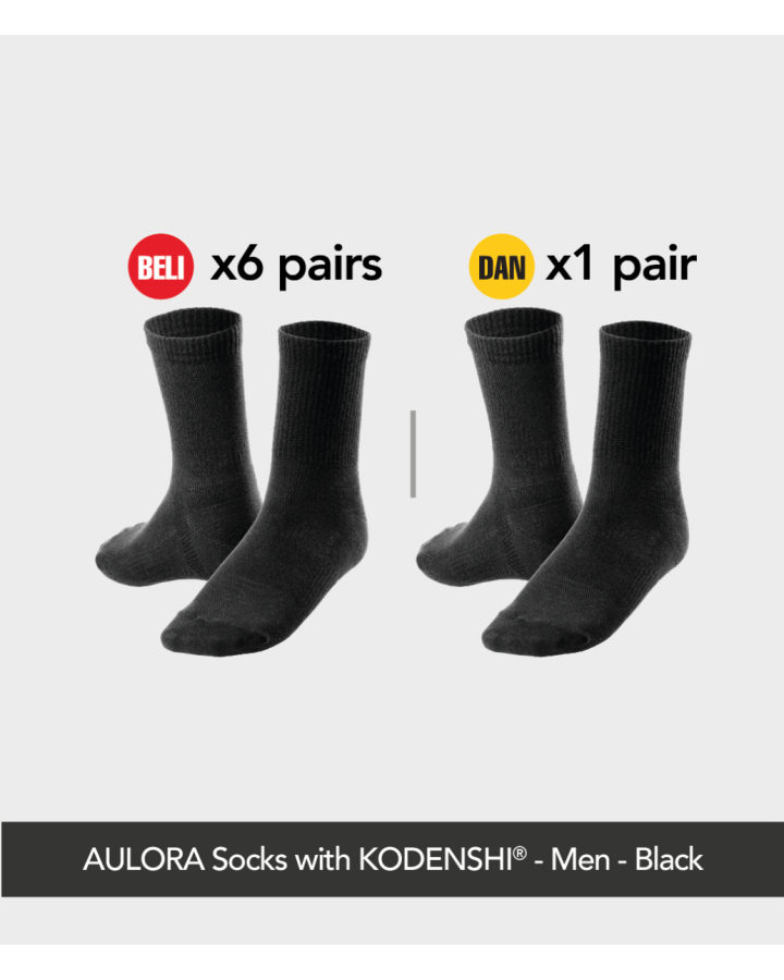 Buy 6x AULORA Socks with KODENSHI® - Men - Black And 1x AULORA Socks with KODENSHI® - Men - Black