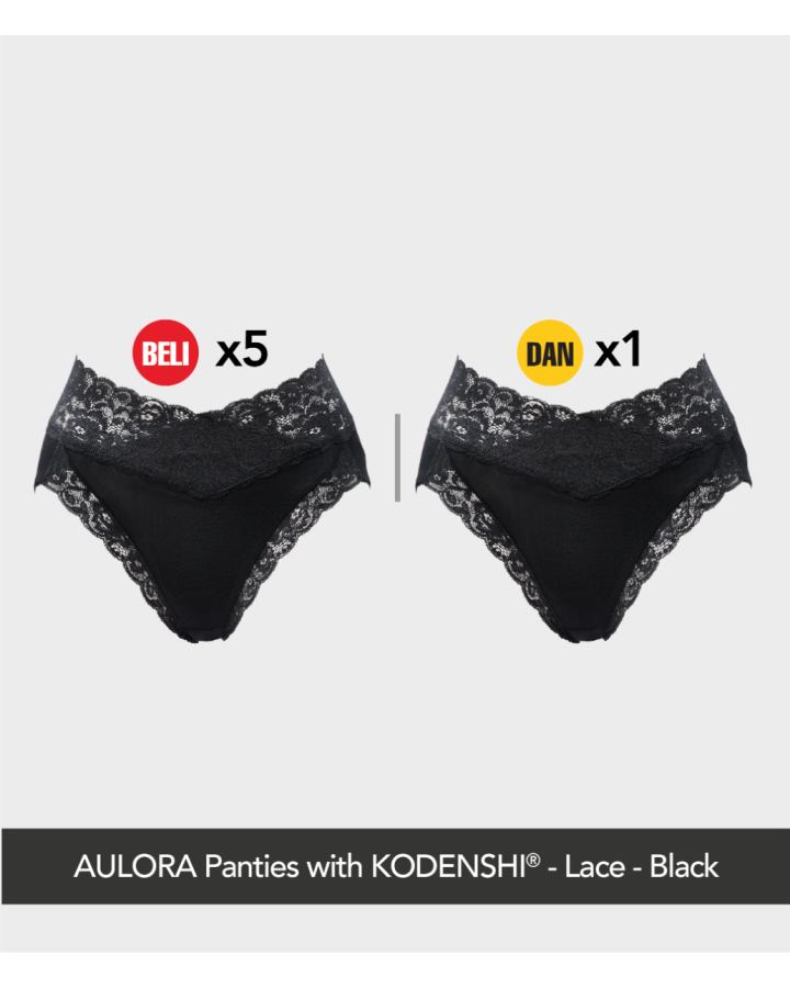 Buy 5x AULORA Panties with KODENSHI® - Lace - Black And 1x AULORA Panties with KODENSHI® - Lace - Black