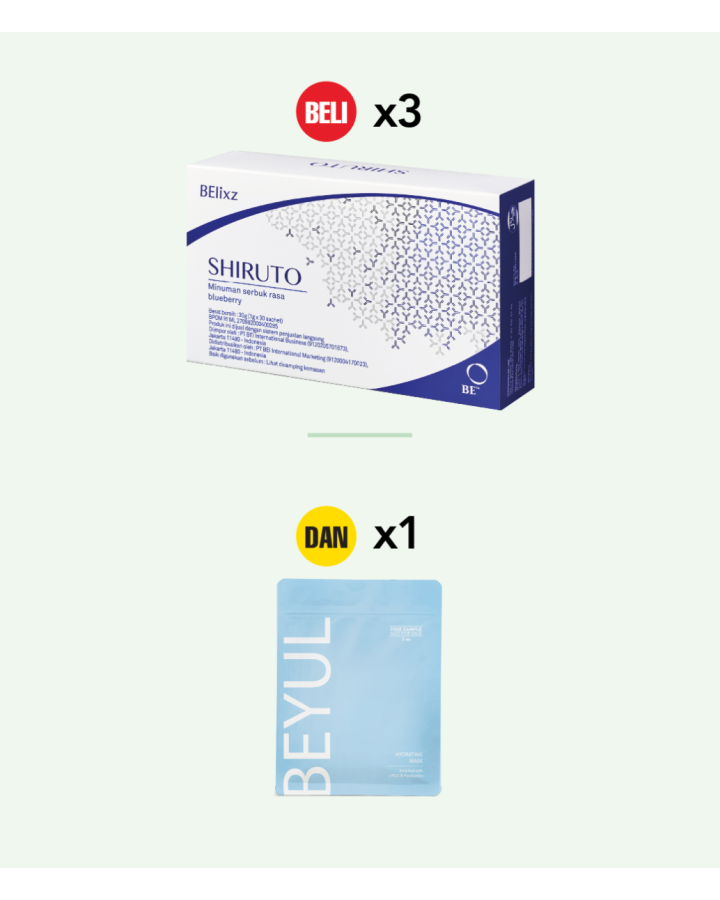 Buy 3x BElixz SHIRUTO (30g) And 1x BEYUL Hydrating Mask (3s)
