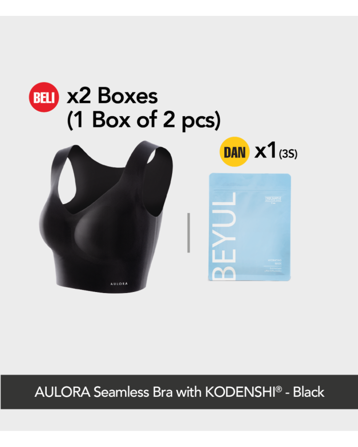Buy 2x AULORA Seamless Bra Set with KODENSHI® - Black And 1x BEYUL Hydrating Mask (3s)