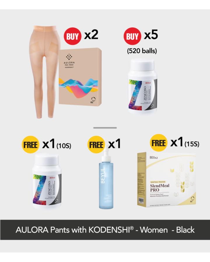 Buy 2x AULORA Pants with KODENSHI® - Soft Beige + 5x BElixz ZENCOSO CHEWABLE BALL (520 balls) Free 1x BElixz SlendMeal PRO (15s) + 1x BElixz ZENCOSO CHEWABLE BALL (520 balls) + 1x BEYUL Hydrating Gentle Cleansing Oil (150ml)