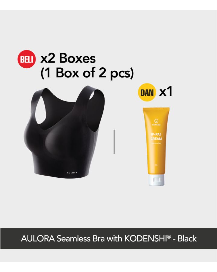 Buy 2x AULORA Seamless Bra with KODENSHI® - Black (1 Box of 2 pcs) And 1x BEYANG IP-PA1 Cream (50g)