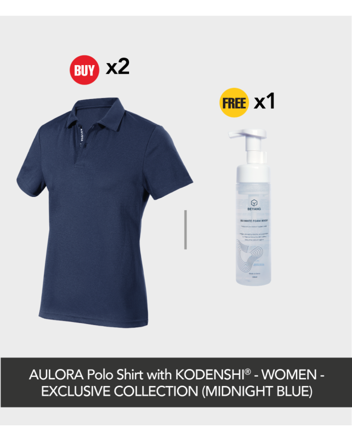 Buy 2x AULORA Polo Shirt with KODENSHI® - Women - Midnight Blue Free 1x BEYANG Intimate Foam Wash (200ml)