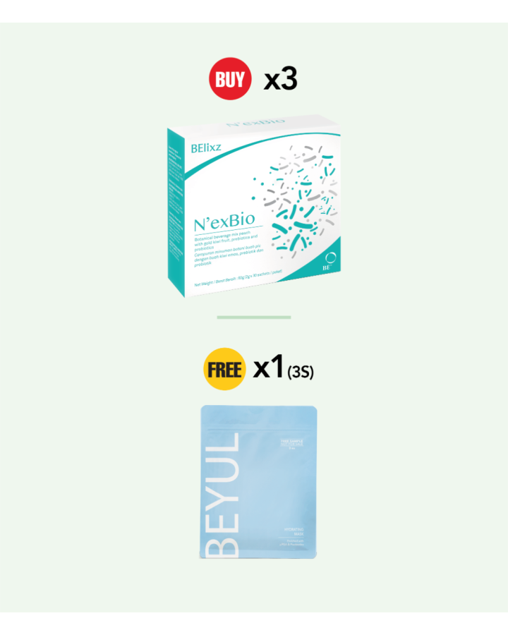 買 3x BElixz N'exBio (30s) 送 1x BEYUL Hydrating Mask (3s)