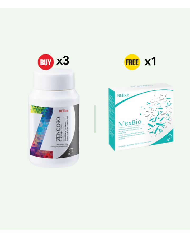 買 3x BElixz ZENCOSO CHEWABLE BALL (520 balls) 送 1x BElixz N'exBio (30s)