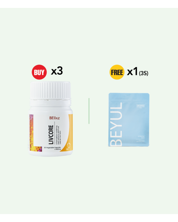 買 3x BElixz LIVCORE (30caps) 送 1x BEYUL Hydrating Mask (3s)