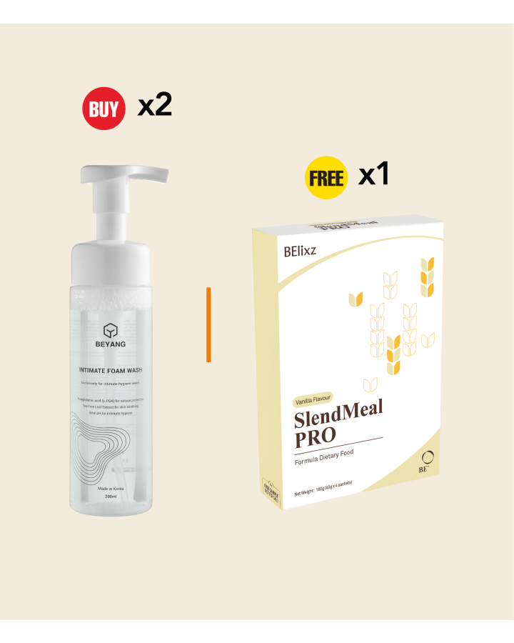 Buy 2x BEYANG Intimate Foam Wash (200ml) Free 1xBElixz SlendMeal PRO (4s)