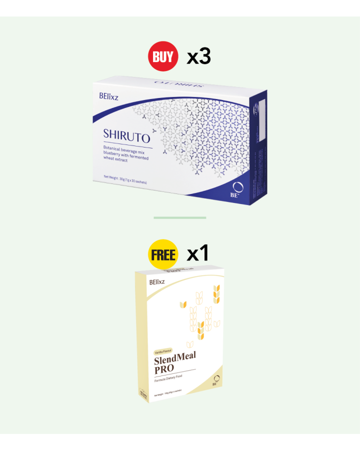 Buy 3x BElixz SHIRUTO (30s) Free 1x BElixz SlendMeal PRO (4s)