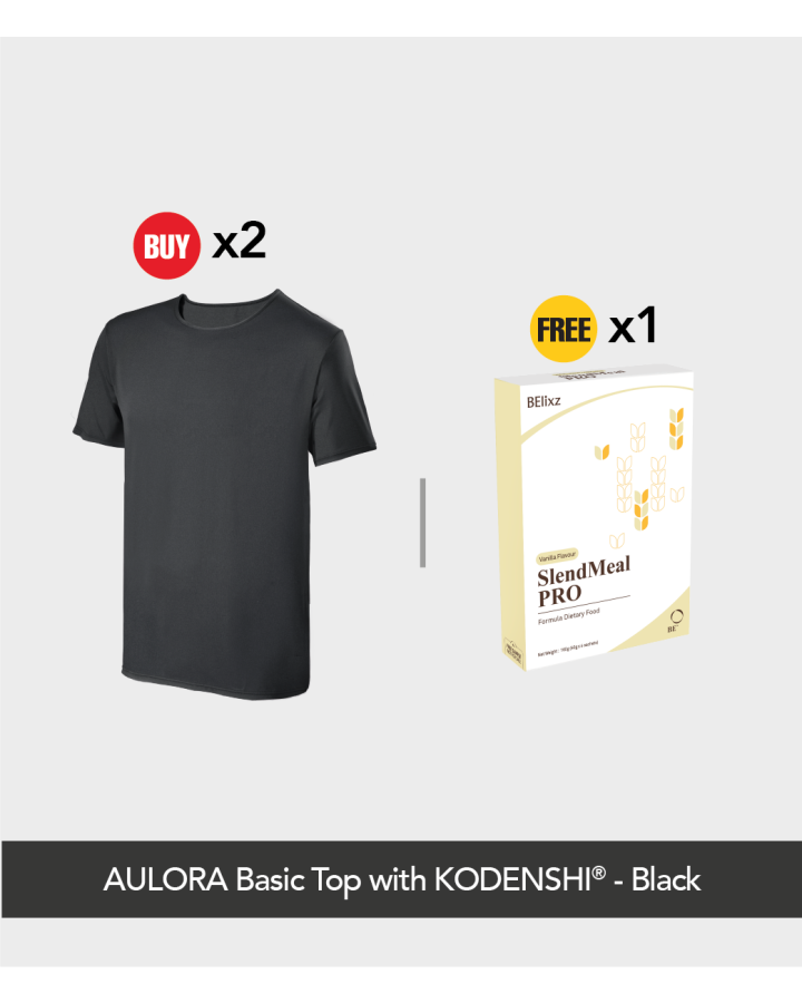 Buy 2x AULORA Basic Top with KODENSHI® - Black Free 1x BElixz SlendMeal PRO (4s)