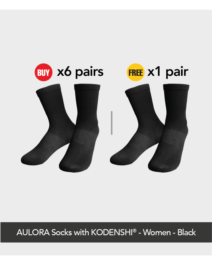 Buy 6x AULORA Socks with KODENSHI® - Women - Black Free 1x AULORA Socks with KODENSHI® - Women - Black