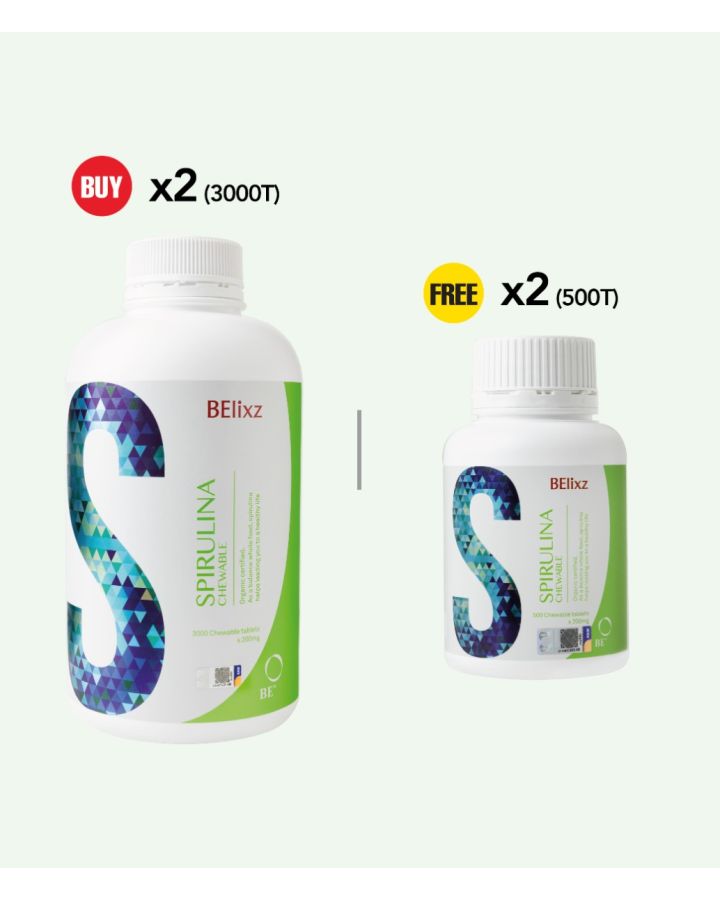 Buy 2x BElixz SPIRULINA CHEWABLE (3000T) Free 2x BElixz SPIRULINA CHEWABLE (500T)
