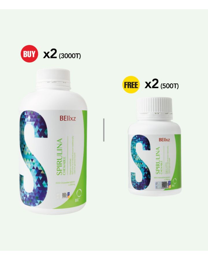 Buy 2x BElixz SPIRULINA CHEWABLE (3000T) Free 2x BElixz SPIRULINA CHEWABLE (500T)