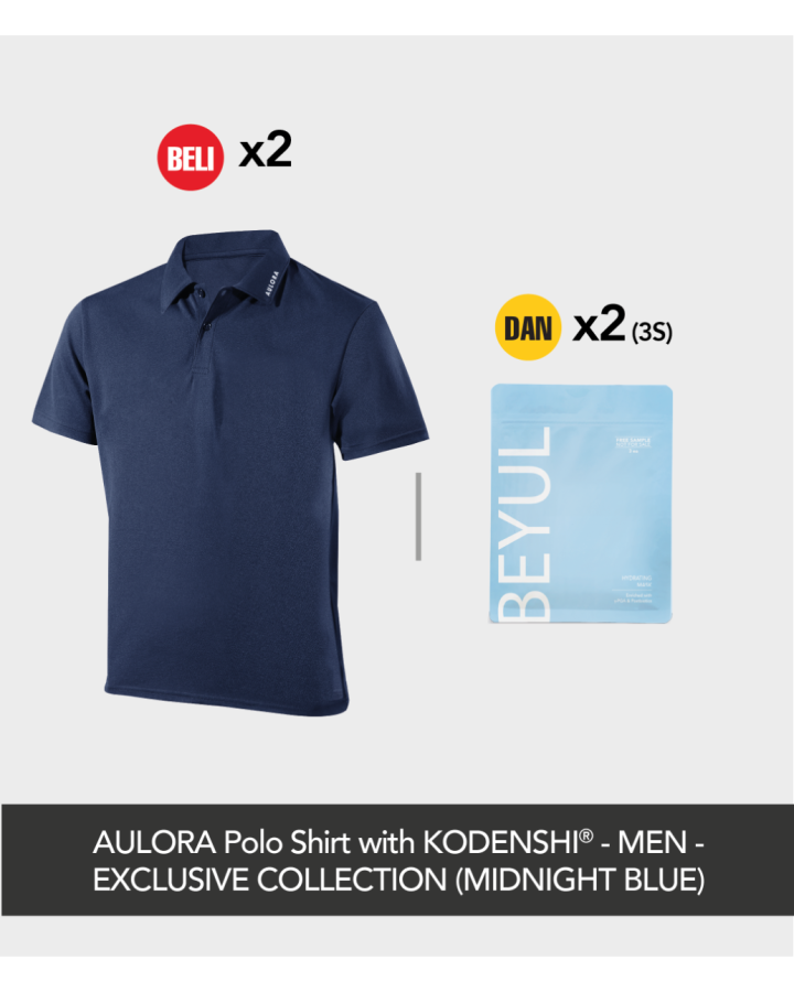 Buy 2x AULORA Polo Shirt with KODENSHI® - Men - Midnight Blue And 2x BEYUL Hydrating Mask (3s)