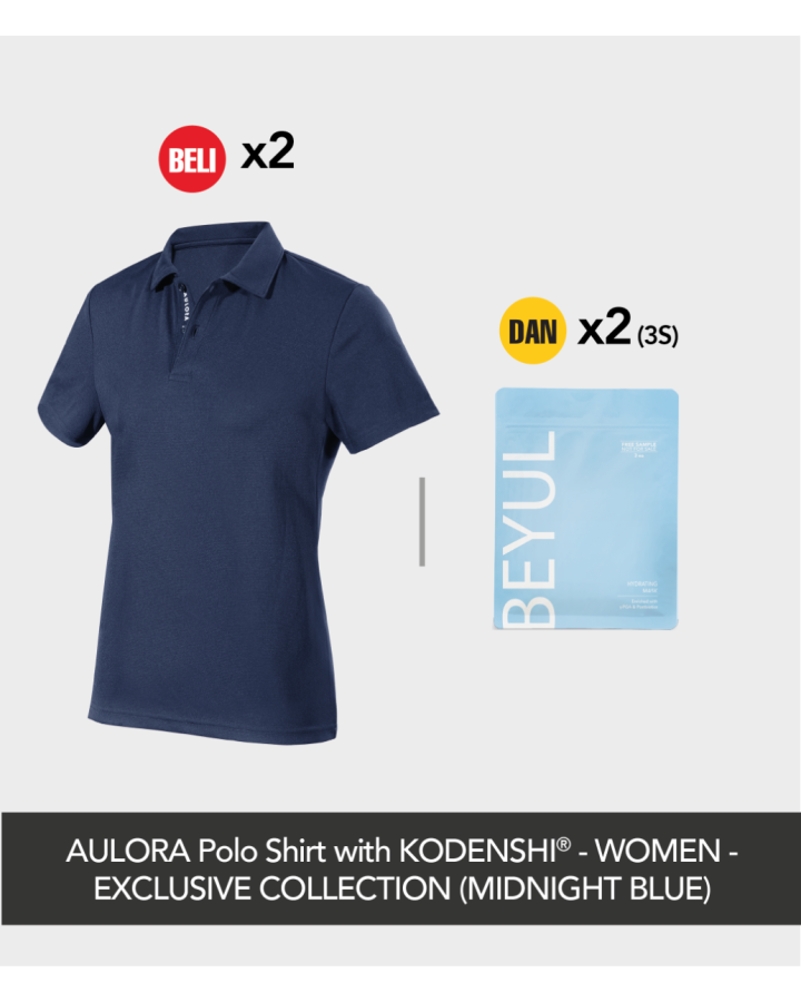 Buy 2x AULORA Polo Shirt with KODENSHI® - Women - Midnight Blue And 2x BEYUL Hydrating Mask (3s)