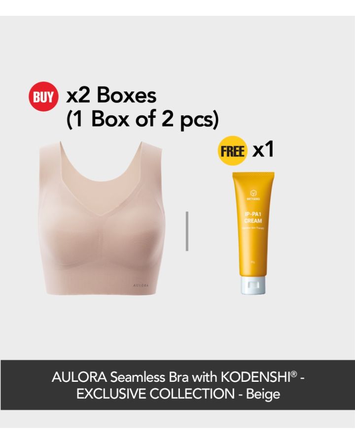 買 2x AULORA Seamless Bra with KODENSHI® Set - Beige 送 1x BEYANG IP-PA1 Cream (50g)