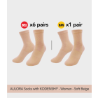 Buy 6x AULORA Socks with KODENSHI® - Women - Soft Beige And 1x AULORA Socks with KODENSHI® - Women - Soft Beige