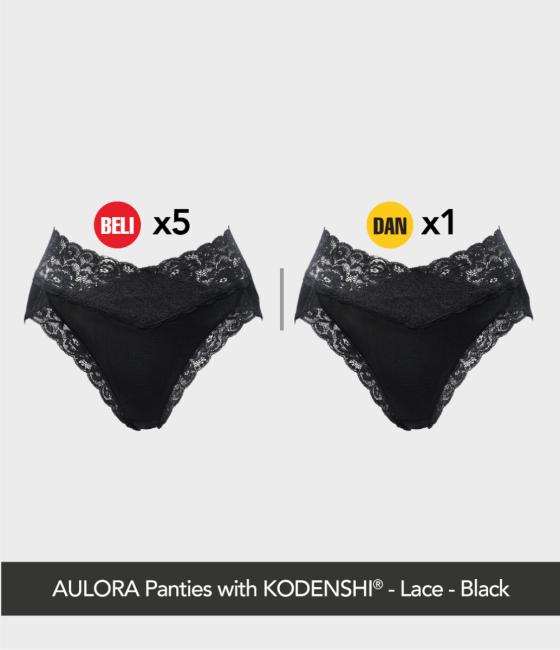 Buy 5x AULORA Panties with KODENSHI® - Lace - Black And 1x AULORA Panties with KODENSHI® - Lace - Black