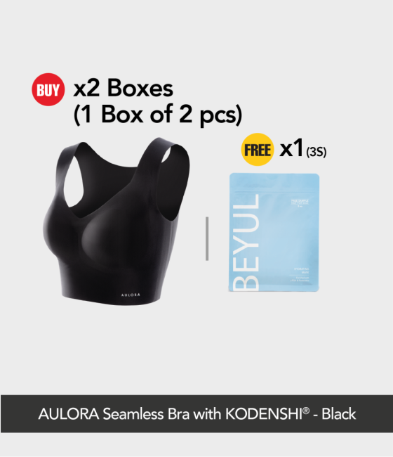 Buy 2x AULORA Seamless Bra with KODENSHI® - Black (1 Box of 2 pcs) Free 1x BEYUL Hydrating Mask (3s)