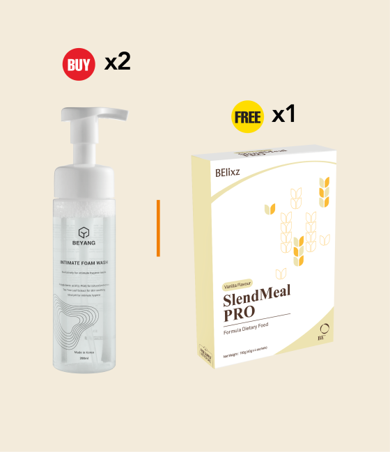 Buy 2x BEYANG Intimate Foam Wash (200ml) Free 1xBElixz SlendMeal PRO (4s)