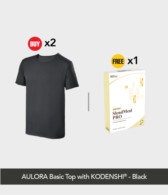 Buy 2x AULORA Basic Top with KODENSHI® - Black Free 1x BElixz SlendMeal PRO (4s)