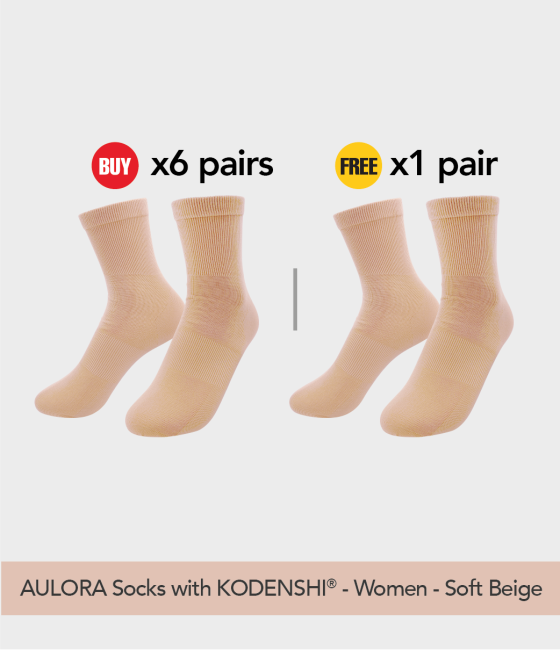 Buy 6x AULORA Socks with KODENSHI® - Women - Soft Beige Free 1x AULORA Socks with KODENSHI® - Women - Soft Beige