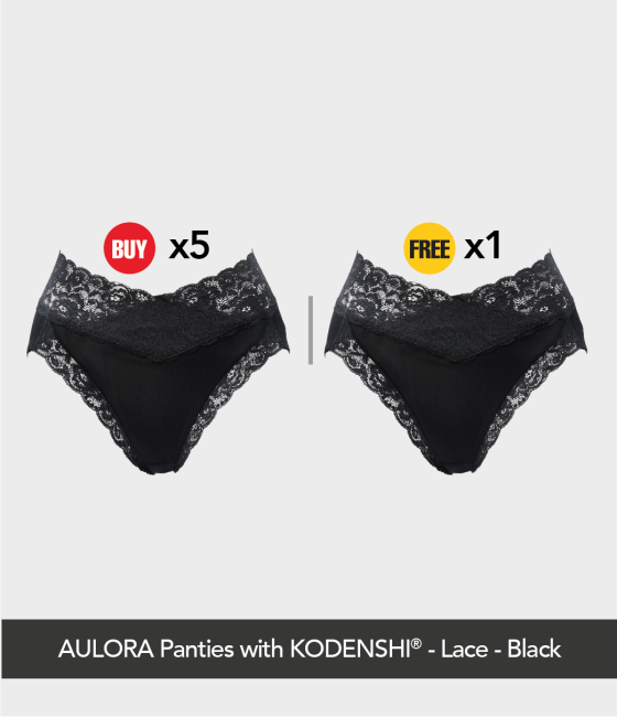 Buy 5x AULORA Panties with KODENSHI® - Lace - Black Free 1x AULORA Panties with KODENSHI® - Lace - Black