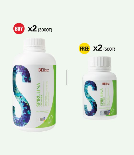 Buy 2x BElixz SPIRULINA CHEWABLE (3000T) Free 2x BElixz SPIRULINA CHEWABLE (500T)
